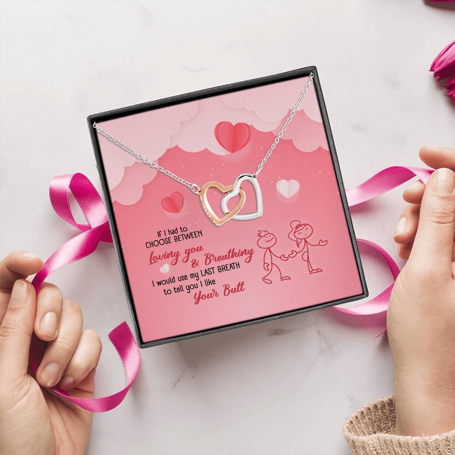5LV. Like Your Butt (4) Interlocking Hearts Necklace 5
