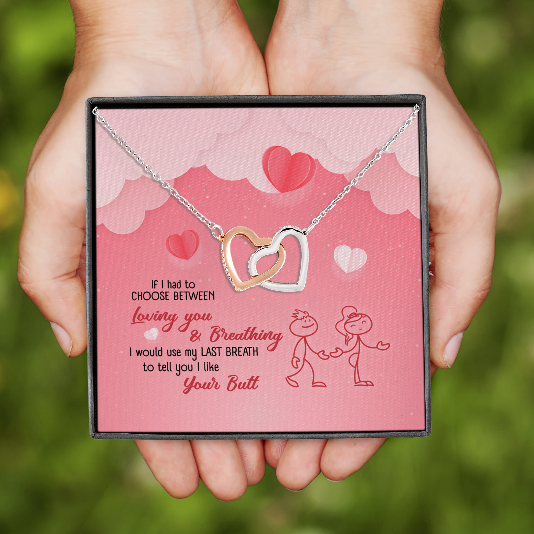 5LV. Like Your Butt (4) Interlocking Hearts Necklace