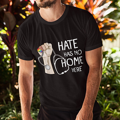 Alternative view of Nurse Hate Has No Home Here Strong Nurse Life T-shirt - V-neck - Social Justice Equality Supporter Shirt