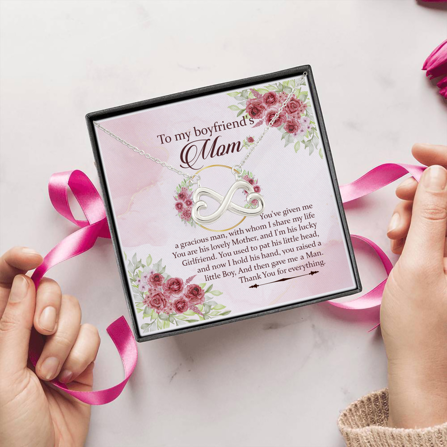 3UT. My Boyfriend's Mom(4) Infinity Heart Necklace (Silver) 5