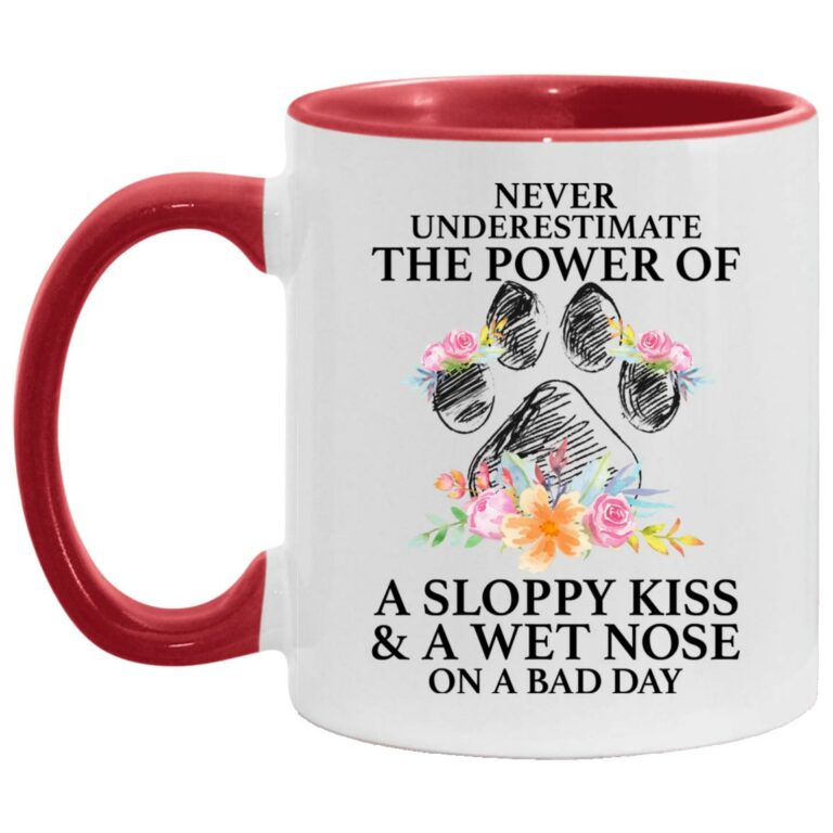 sloppy kiss, White/Red, 11 oz. Accent Mug