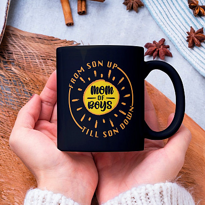 Alternative view of From Son Up To Son Down Mom Of Boys Ceramic Coffee Mug - Beer Stein - Water Bottle - Color Changing Mug