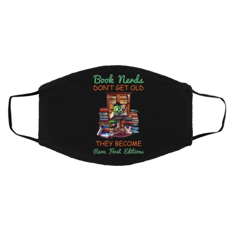 Book Nerds Don't Get Old, Black, Cloth Face Cover – Medium/Large