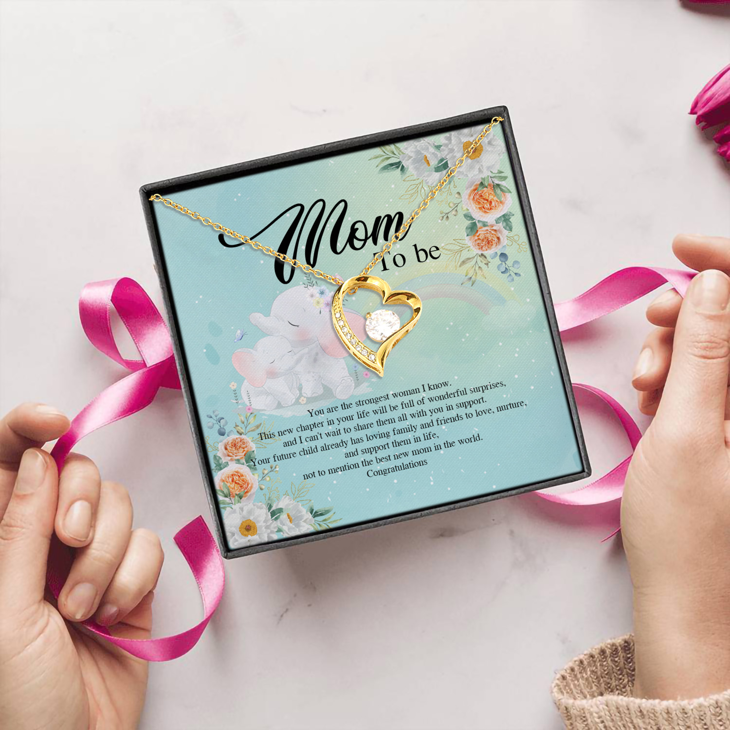 6HP. Mom To Be Forever Love Necklace (Gold) 5