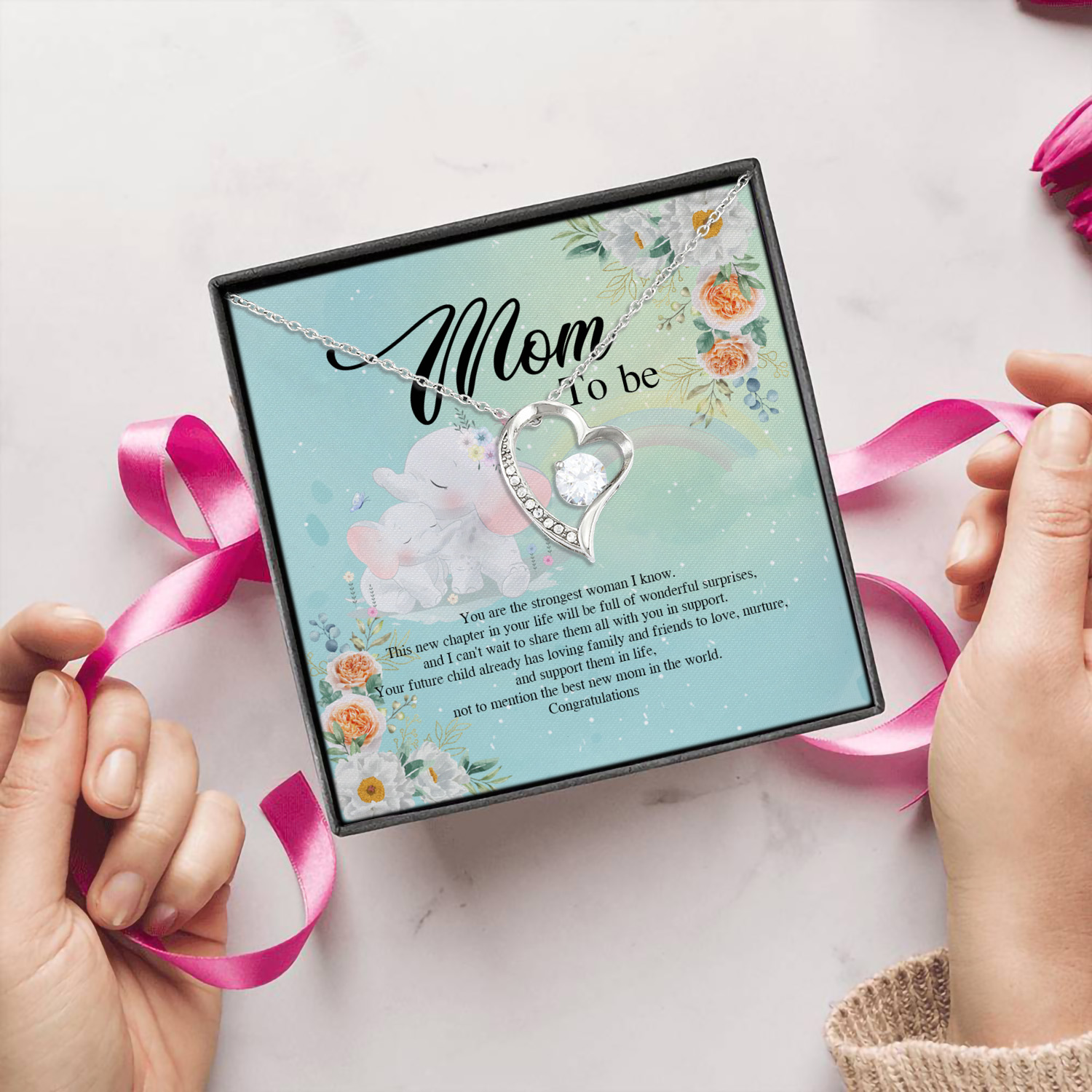 6HP. Mom To Be Forever Love Necklace (Silver) 5