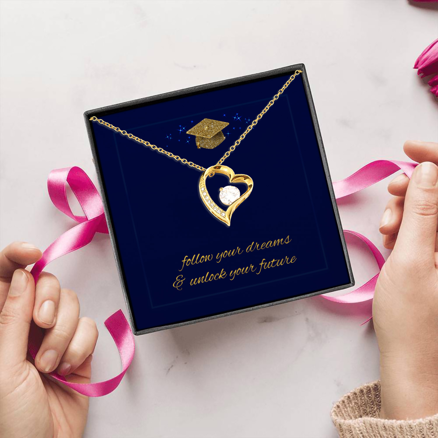 67 HG. Follow Your Dreams ( message card) Forever Love Necklace (Gold) 5