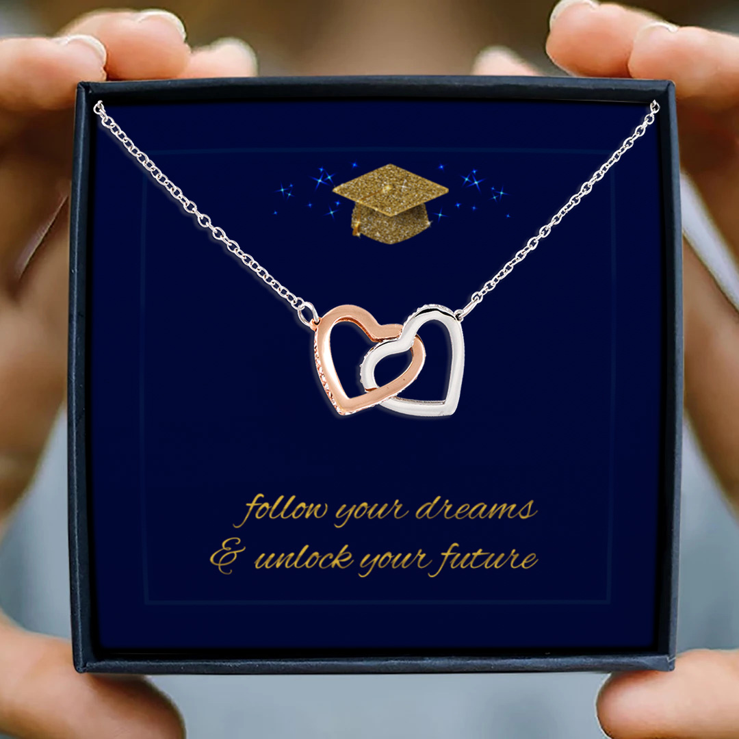 67 HG. Follow Your Dreams ( message card) Interlocking Hearts Necklace 3