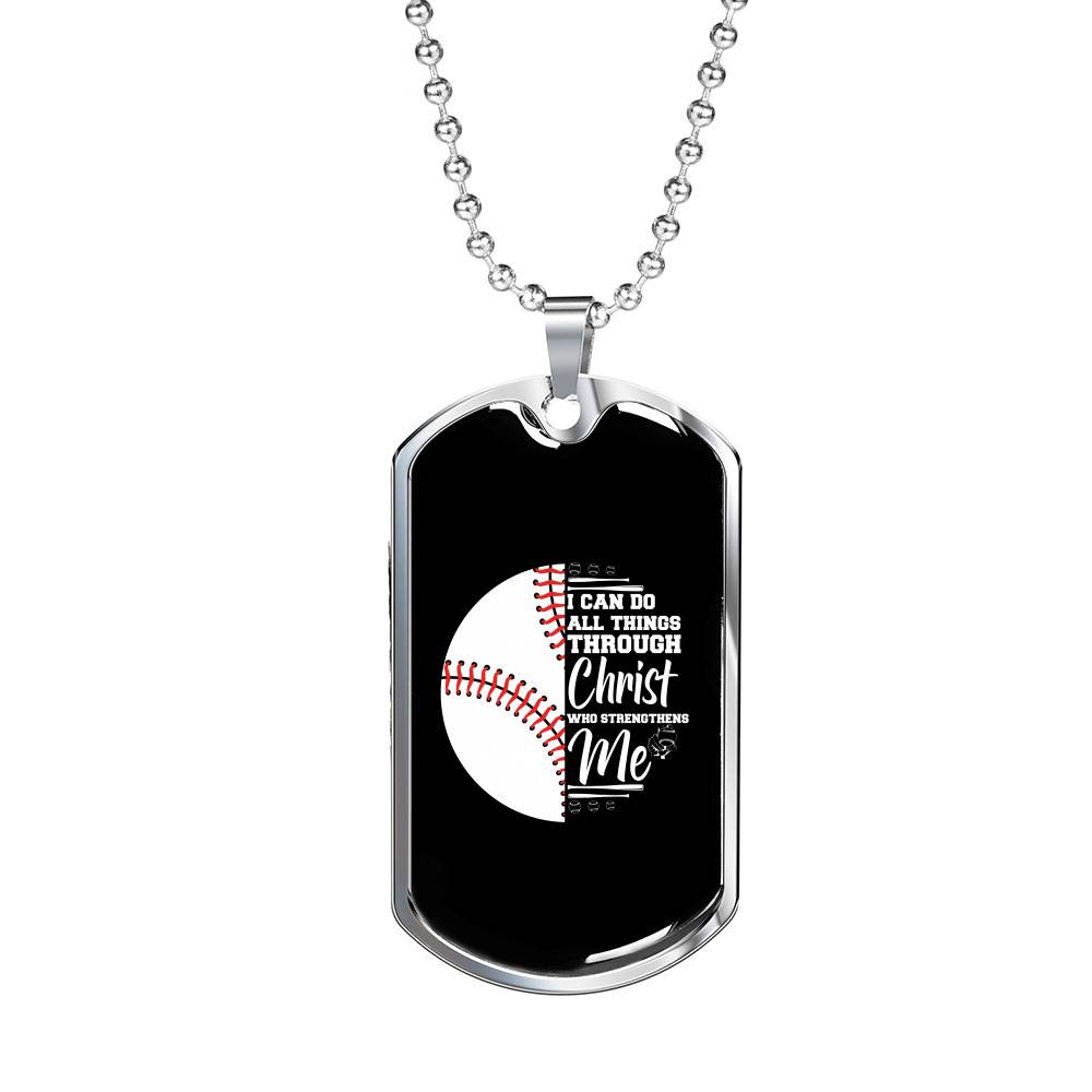 I Can Do All Thing Through Christ Who Strengthens Me Baseball Dog Tag Pendant Necklace - Dog Tag (Silver) I Can Do All Thing Through Christ Who Strengthens Me Baseball Dog Tag Pendant Necklace - Dog Tag (Silver)