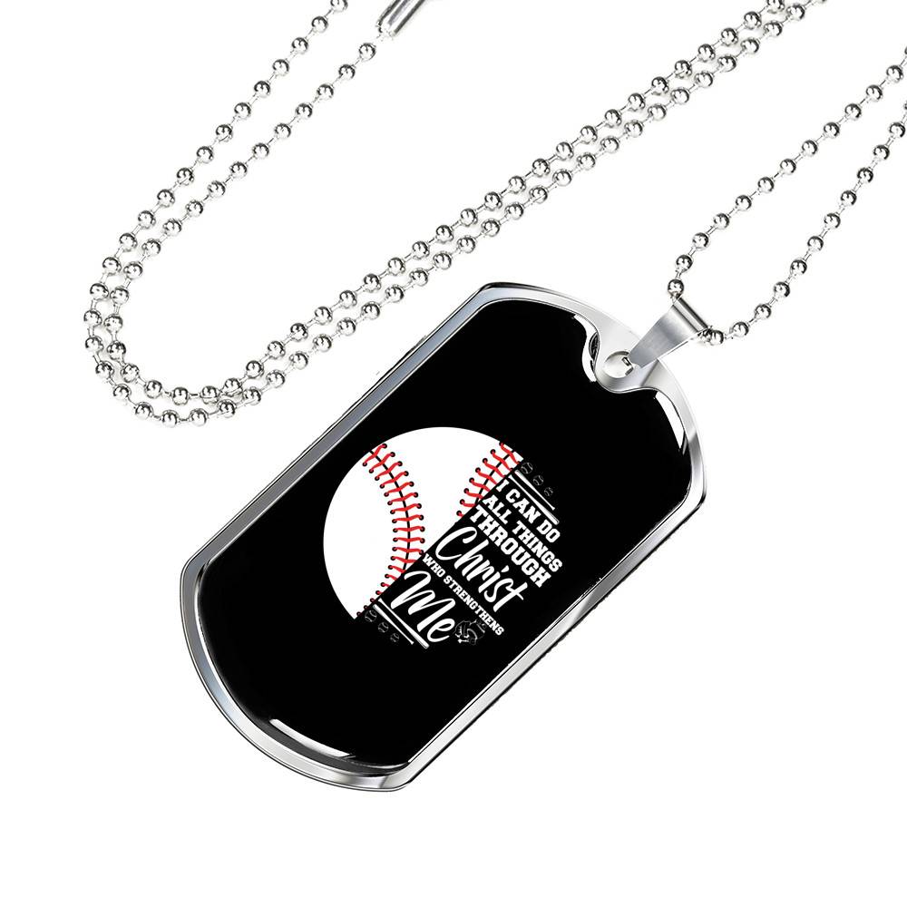 I Can Do All Thing Through Christ Who Strengthens Me Baseball Dog Tag Pendant Necklace - Dog Tag (Silver) I Can Do All Thing Through Christ Who Strengthens Me Baseball Dog Tag Pendant Necklace - Dog Tag (Silver)