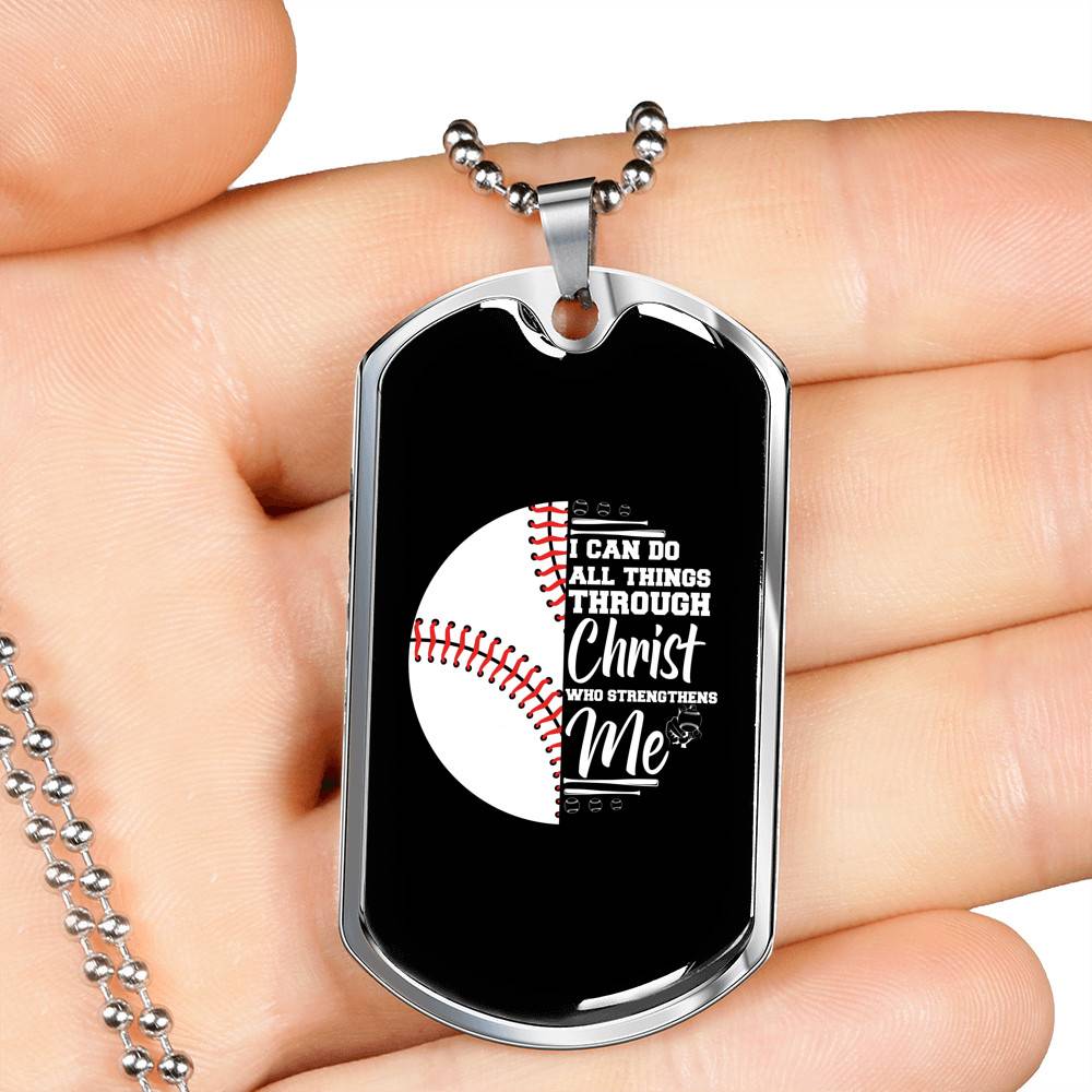 I Can Do All Thing Through Christ Who Strengthens Me Baseball Dog Tag Pendant Necklace - Dog Tag (Silver) I Can Do All Thing Through Christ Who Strengthens Me Baseball Dog Tag Pendant Necklace - Dog Tag (Silver)