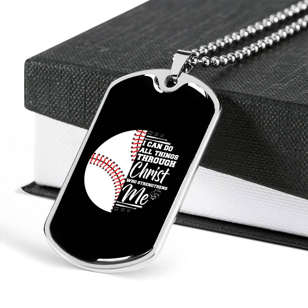 I Can Do All Thing Through Christ Who Strengthens Me Baseball Dog Tag Pendant Necklace - Dog Tag (Silver) I Can Do All Thing Through Christ Who Strengthens Me Baseball Dog Tag Pendant Necklace - Dog Tag (Silver)