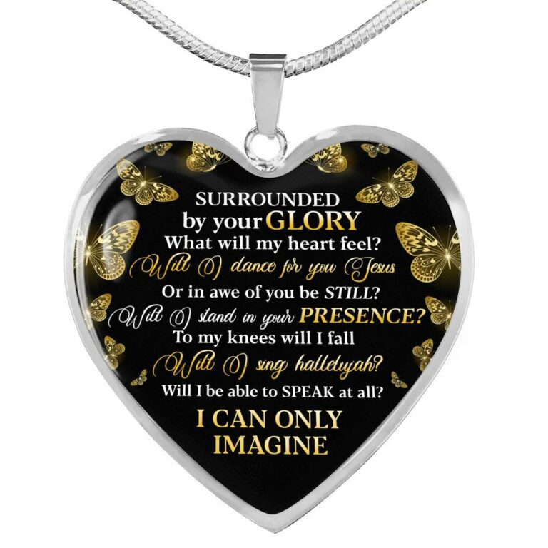 Surrounded By Your Glory What Will My Heart Feel Will I Dance For You Jesus Heart Pendant Necklace - Heart Luxury Necklace (Silver)