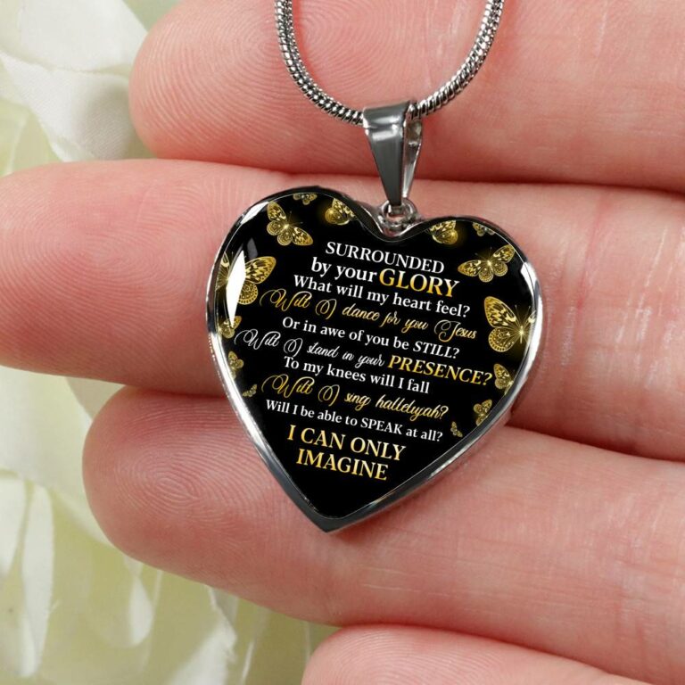 Surrounded By Your Glory What Will My Heart Feel Will I Dance For You Jesus Heart Pendant Necklace - Heart Luxury Necklace (Silver)