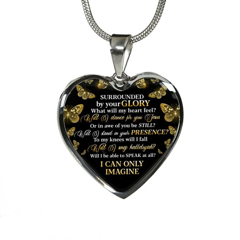 Surrounded By Your Glory What Will My Heart Feel Will I Dance For You Jesus Heart Pendant Necklace - Heart Luxury Necklace (Silver)