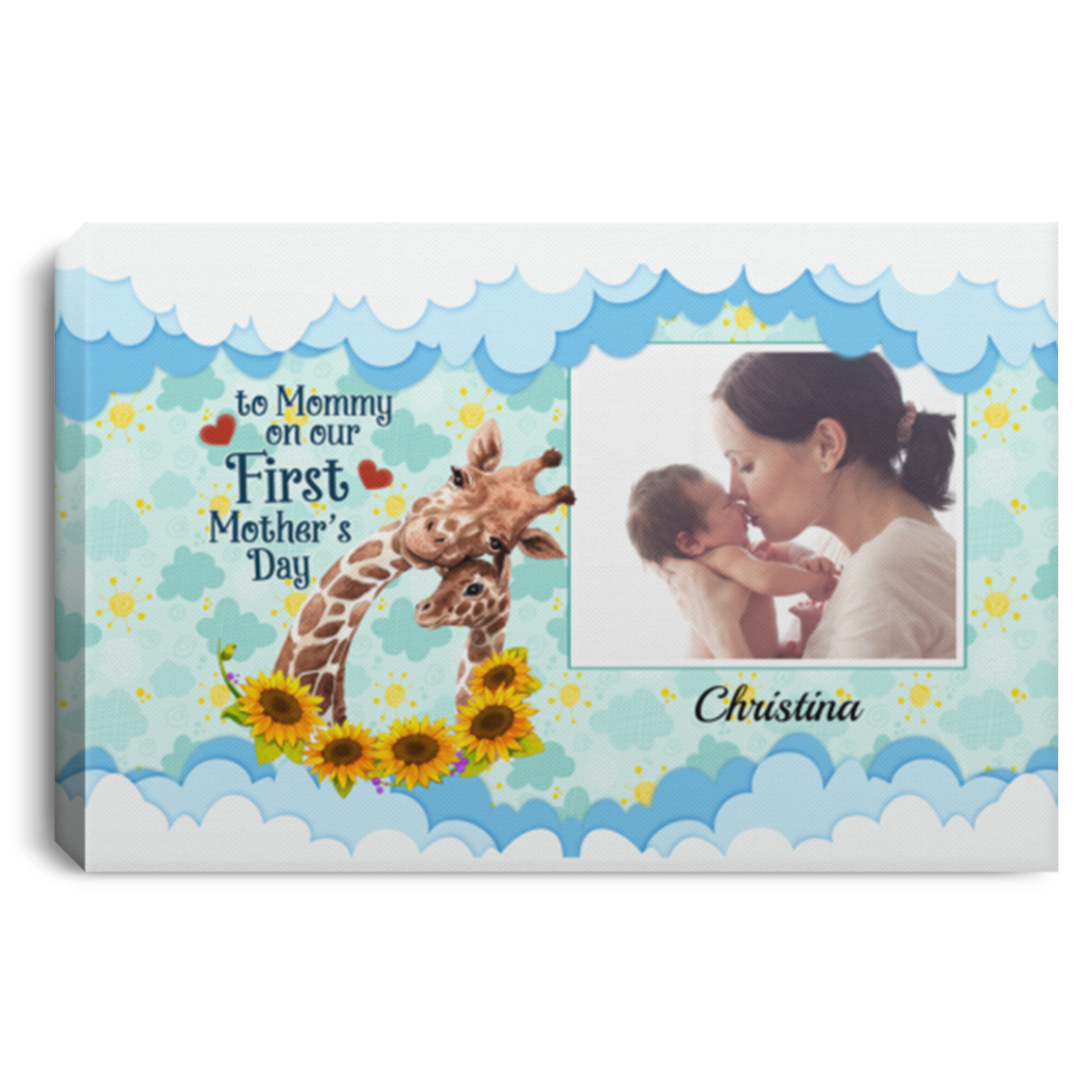 Personalized Custom Photo Giraffe To Mommy On Our First Mother's Day Framed Canvas - Unframed Poster, White, 0.75'' Framed Canvas Personalized Custom Photo Giraffe To Mommy On Our First Mother's Day Framed Canvas - Unframed Poster, White, 0.75'' Framed Canvas