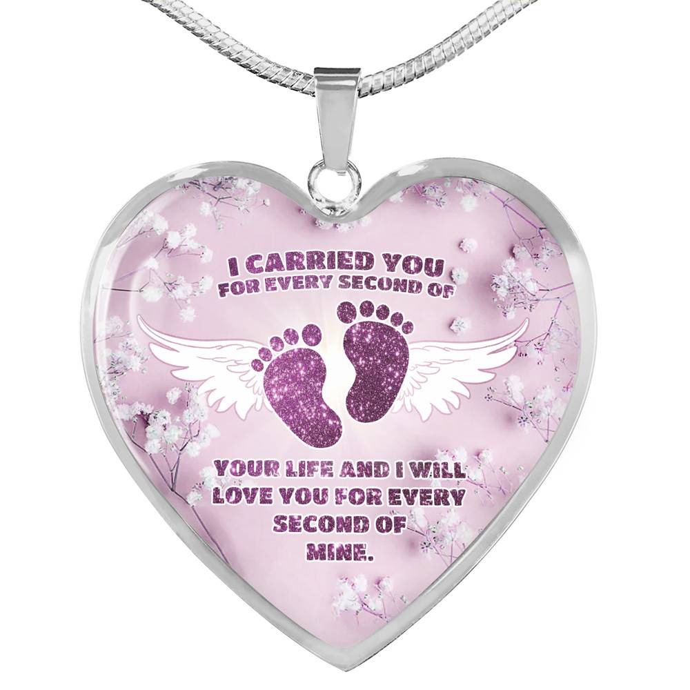 I Carried You For Every Second Of Your Life Heart Pendant Necklace - Heart Luxury Necklace (Silver) I Carried You For Every Second Of Your Life Heart Pendant Necklace - Heart Luxury Necklace (Silver)
