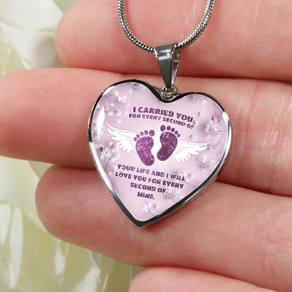 I Carried You For Every Second Of Your Life Heart Pendant Necklace - Heart Luxury Necklace (Silver) I Carried You For Every Second Of Your Life Heart Pendant Necklace - Heart Luxury Necklace (Silver)