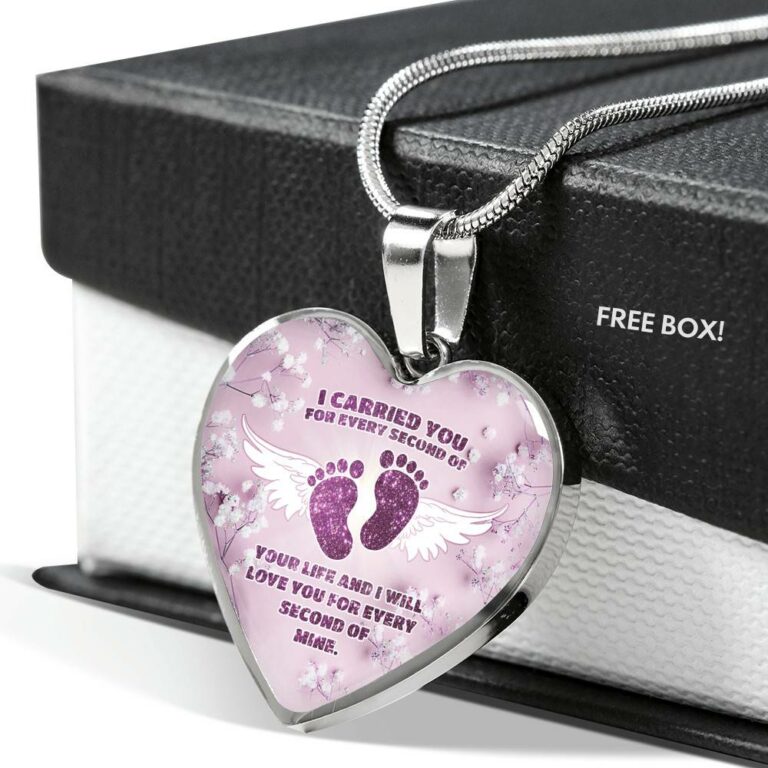 I Carried You For Every Second Of Your Life Heart Pendant Necklace - Heart Luxury Necklace (Silver)
