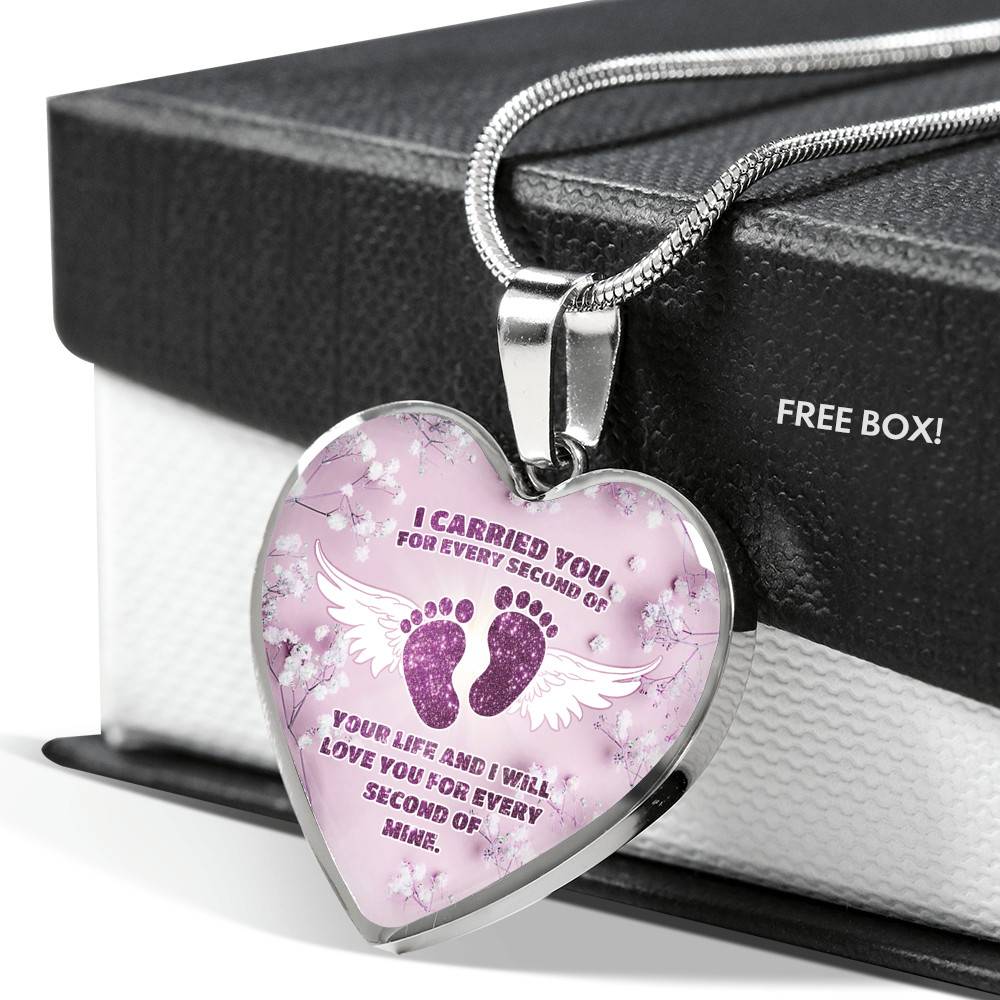 I Carried You For Every Second Of Your Life Heart Pendant Necklace - Heart Luxury Necklace (Silver) I Carried You For Every Second Of Your Life Heart Pendant Necklace - Heart Luxury Necklace (Silver)