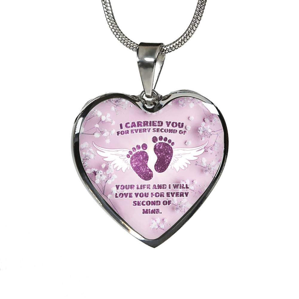 I Carried You For Every Second Of Your Life Heart Pendant Necklace - Heart Luxury Necklace (Silver) I Carried You For Every Second Of Your Life Heart Pendant Necklace - Heart Luxury Necklace (Silver)