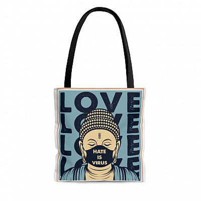 Stop Asian Hate Crimes Shirt Stop Aapi Hate Hate Is A Virus Buddha Wear Mask All Over Print Tote Bag