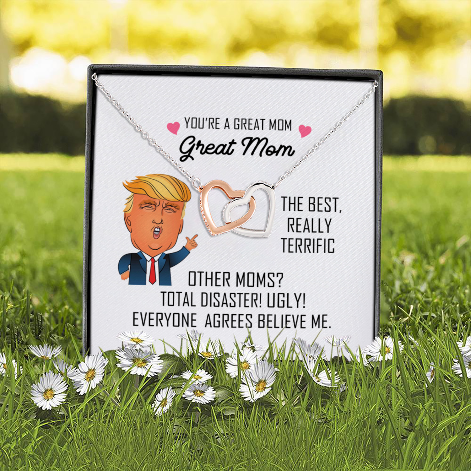 1UT. You're A Great Mom Interlocking Hearts Necklace 2