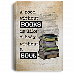 A Room Without Books Is Like a Body Without a Soul Wrapped Framed Canvas - Unframed Poster, White, 0.75'' Framed Canvas