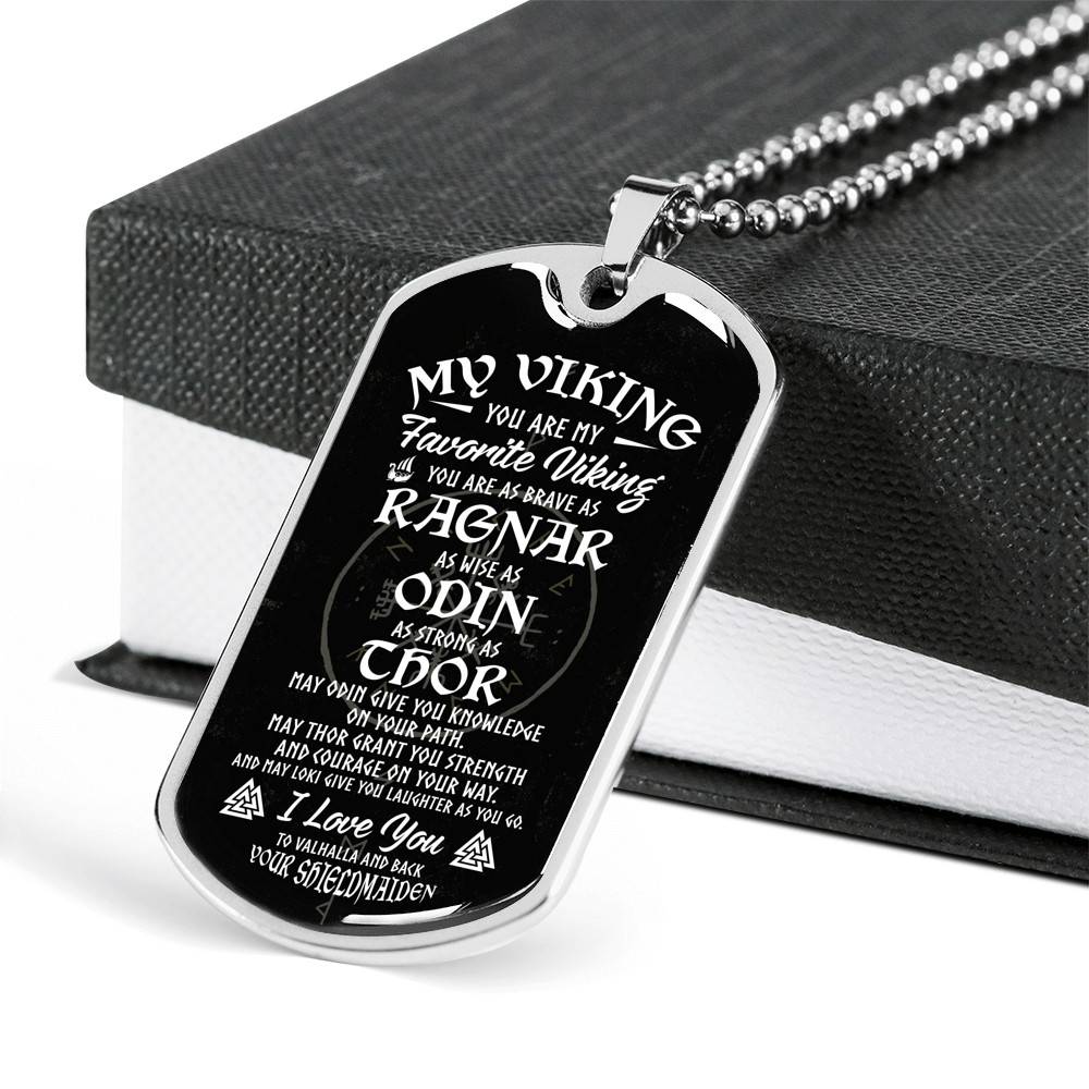 My Viking You Are My Favorite Viking You Are as Brave as Rag-nar Wise as Odin Dog Tag Pendant Necklace - Dog Tag (Silver) My Viking You Are My Favorite Viking You Are as Brave as Rag-nar Wise as Odin Dog Tag Pendant Necklace - Dog Tag (Silver)