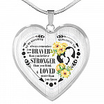 To My Daughter Always Remember You Are Braver Than You Believe Mama Loves You Heart Pendant Necklace - Heart Luxury Necklace (Silver)