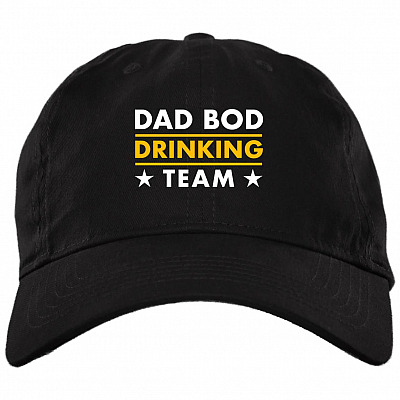 Dad Bod Drinking Team Twill Cap High-Profile Snapback Hat, Black, Brushed Twill Dad Cap