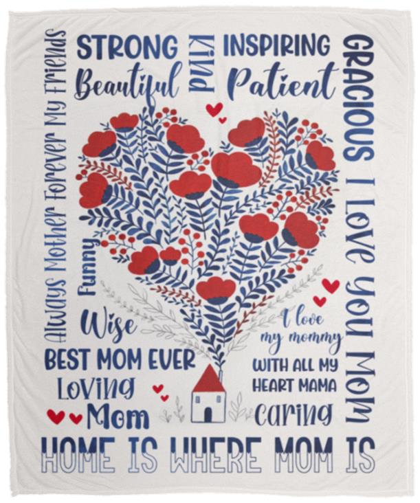 Home Is Where Mom, White, Cozy Plush Fleece Blanket - 50x60