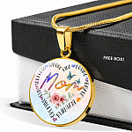 Mom Heart Words Circle Pendant Necklace - Circle Luxury Necklace (Gold Plated)