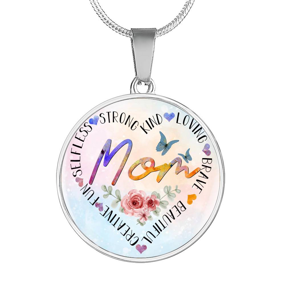 Mom Heart Words Circle Pendant Necklace - Circle Luxury Necklace (Silver) Mom Heart Words Circle Pendant Necklace - Circle Luxury Necklace (Silver)