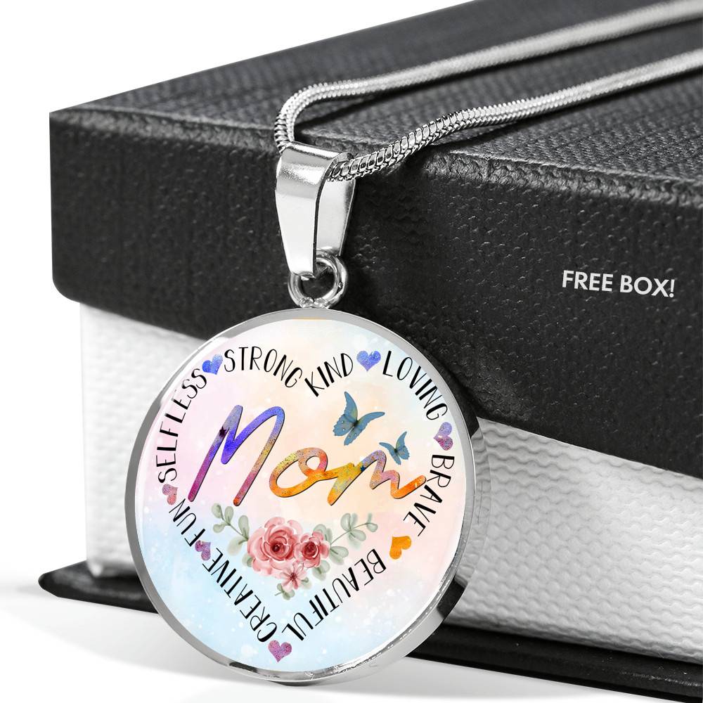 Mom Heart Words Circle Pendant Necklace - Circle Luxury Necklace (Silver) Mom Heart Words Circle Pendant Necklace - Circle Luxury Necklace (Silver)