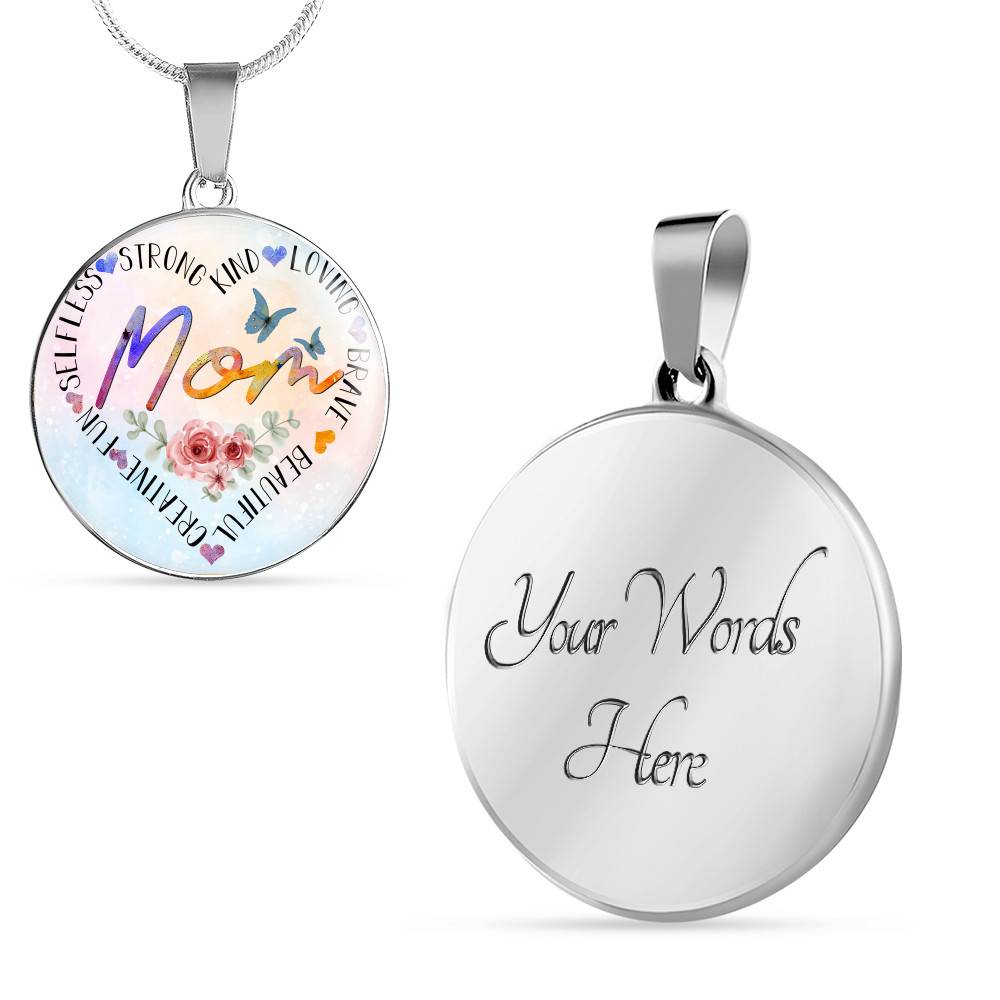 Mom Heart Words Circle Pendant Necklace - Circle Luxury Necklace (Silver) Mom Heart Words Circle Pendant Necklace - Circle Luxury Necklace (Silver)