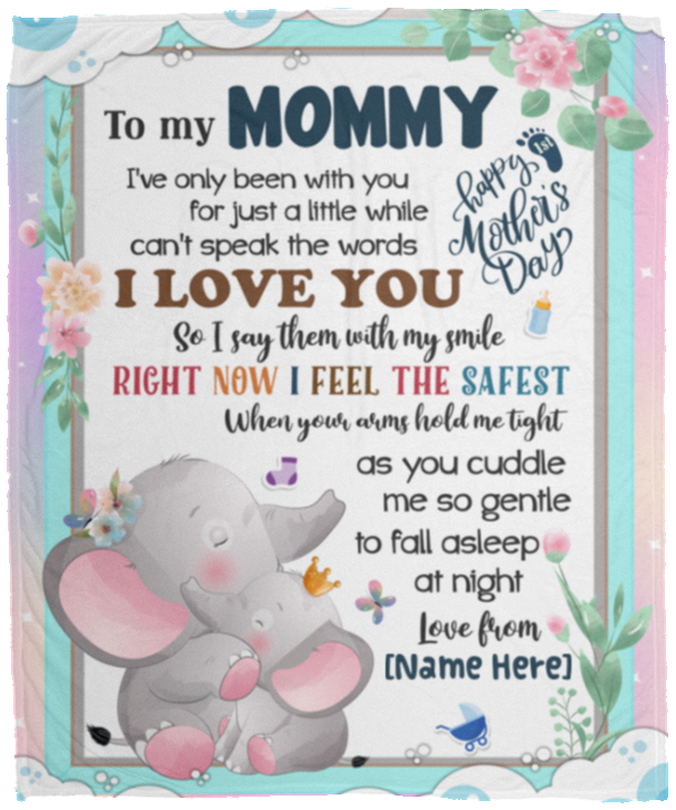 Personalized To My Mommy I Love You Fleece Blanket - Mink Sherpa Blanket - Woven Blanket - Mother Day Blanket, White, Cozy Plush Fleece Blanket - 50x60