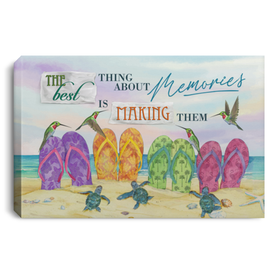 The Best Thing About Memories is Making Them Beach Flip Flops Framed Canvas - Unframed Poster, White, 0.75'' Framed Canvas The Best Thing About Memories is Making Them Beach Flip Flops Framed Canvas - Unframed Poster, White, 0.75'' Framed Canvas