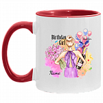 Personalized Happy Birthday Mug Birthday Girl Ceramic Coffee Mug - Beer Stein - Water Bottle, White/Red, 11 oz. Accent Mug
