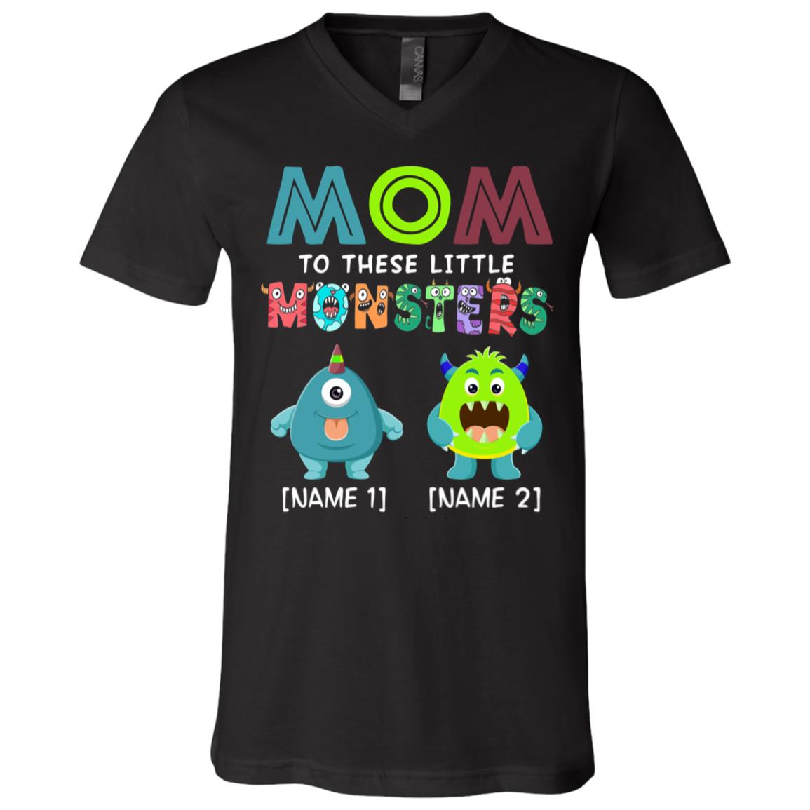 Personalized Mom, Black, V-Neck T-Shirt