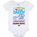 Personalized Elephant I Confirm, White, Baby Onesie - 12 Month