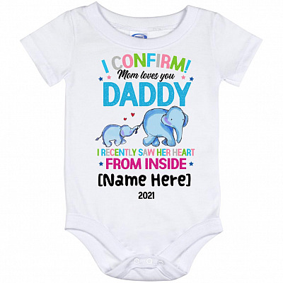 Personalized Elephant I Confirm, White, Baby Onesie - 12 Month