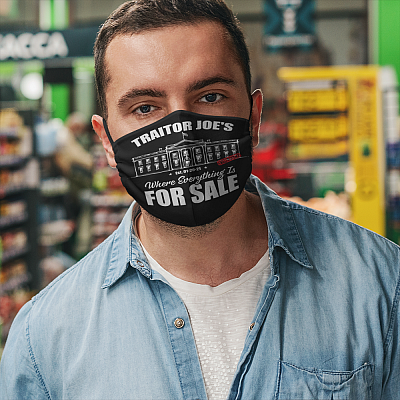 Alternative view of Traitor Joe's Where Everything Is for Sale Washable Reusable Face Mask - Anti Biden Mask
