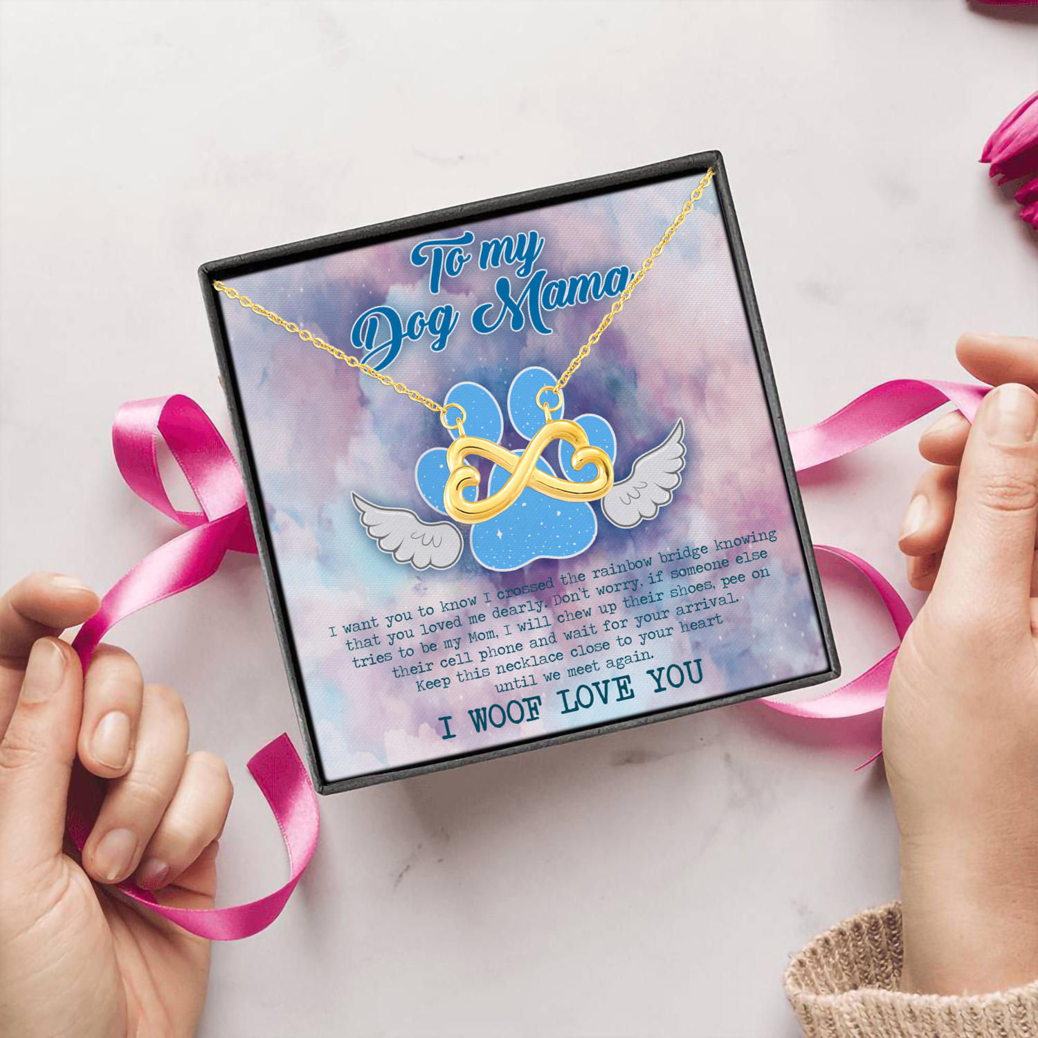 7UT. To My Dog Mama (4) Infinity Heart Necklace (Gold) 5