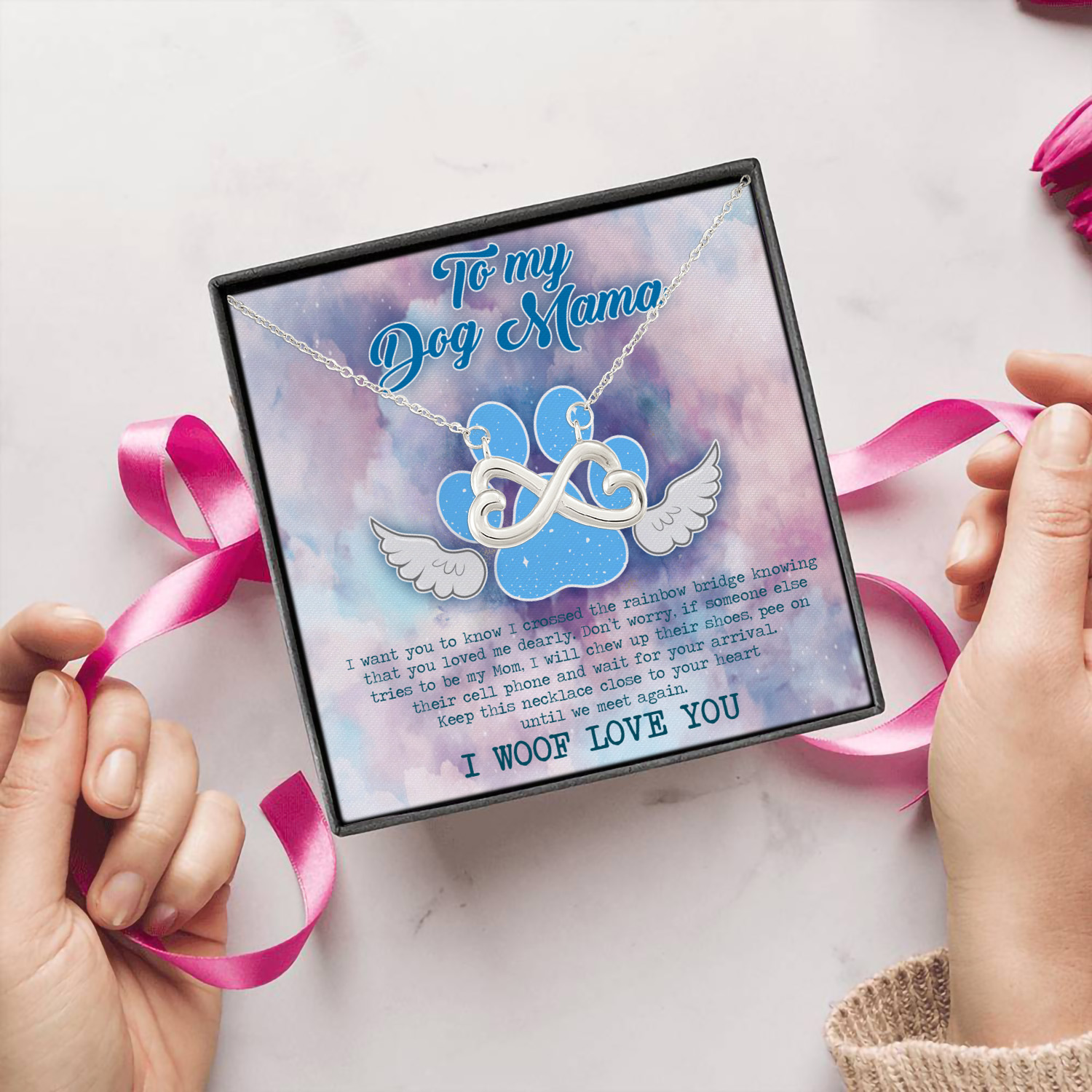 7UT. To My Dog Mama (4) Infinity Heart Necklace (Silver) 5