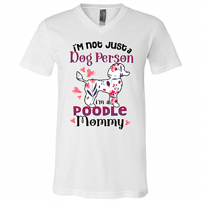 PoodleT-Shirt, White, V-Neck T-Shirt