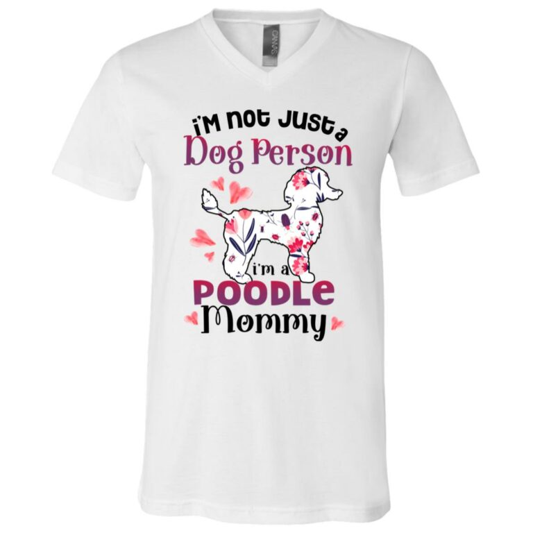 PoodleT-Shirt, White, V-Neck T-Shirt