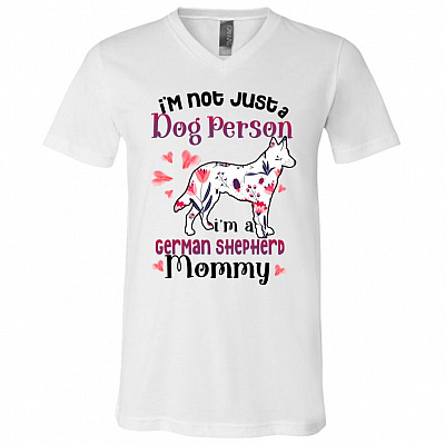 German Shepherd T-Shirt, White, V-Neck T-Shirt