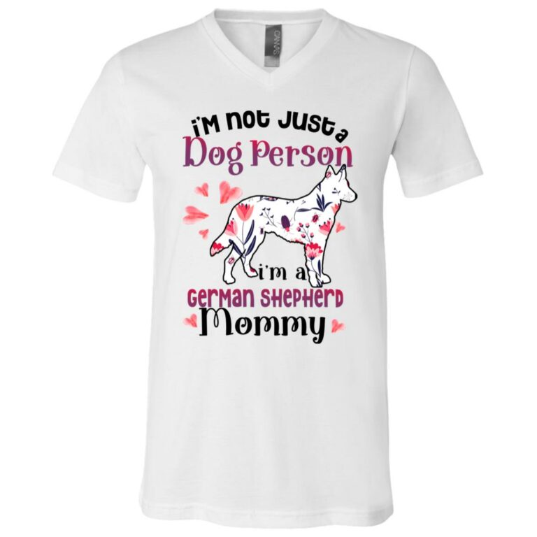 German Shepherd T-Shirt, White, V-Neck T-Shirt