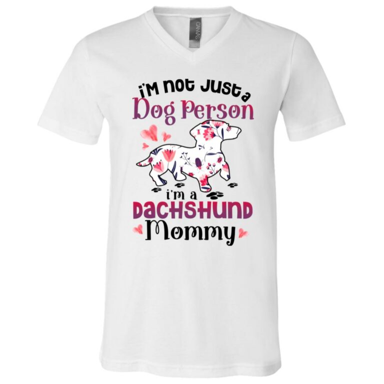 Dachshund Mommy T-Shirt, White, V-Neck T-Shirt
