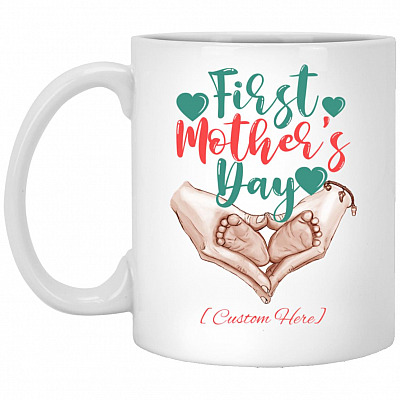 Personalized First Mother's Day New Mug, White, 11 oz. White Mug